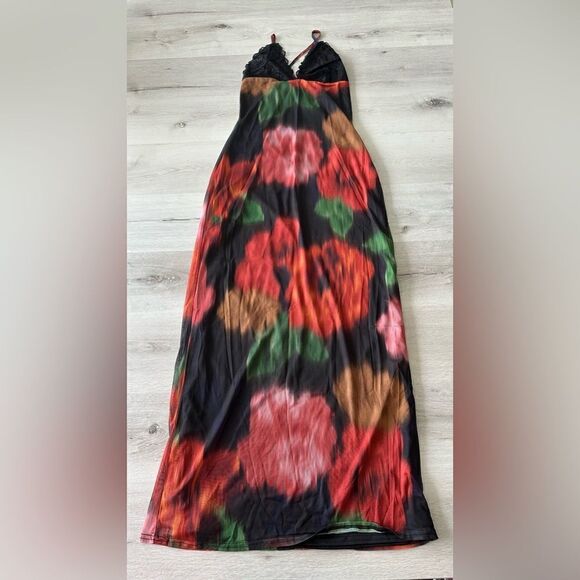 Boohoo Tall Blurred Floral Lace Bust Maxi Dress Black 14 NWT IN PACKAGE - Picture 7 of 7